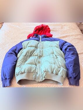 Lrg Lifted Research Group Vintage Multicolored Puffer Jacket w/ Removable Hood
